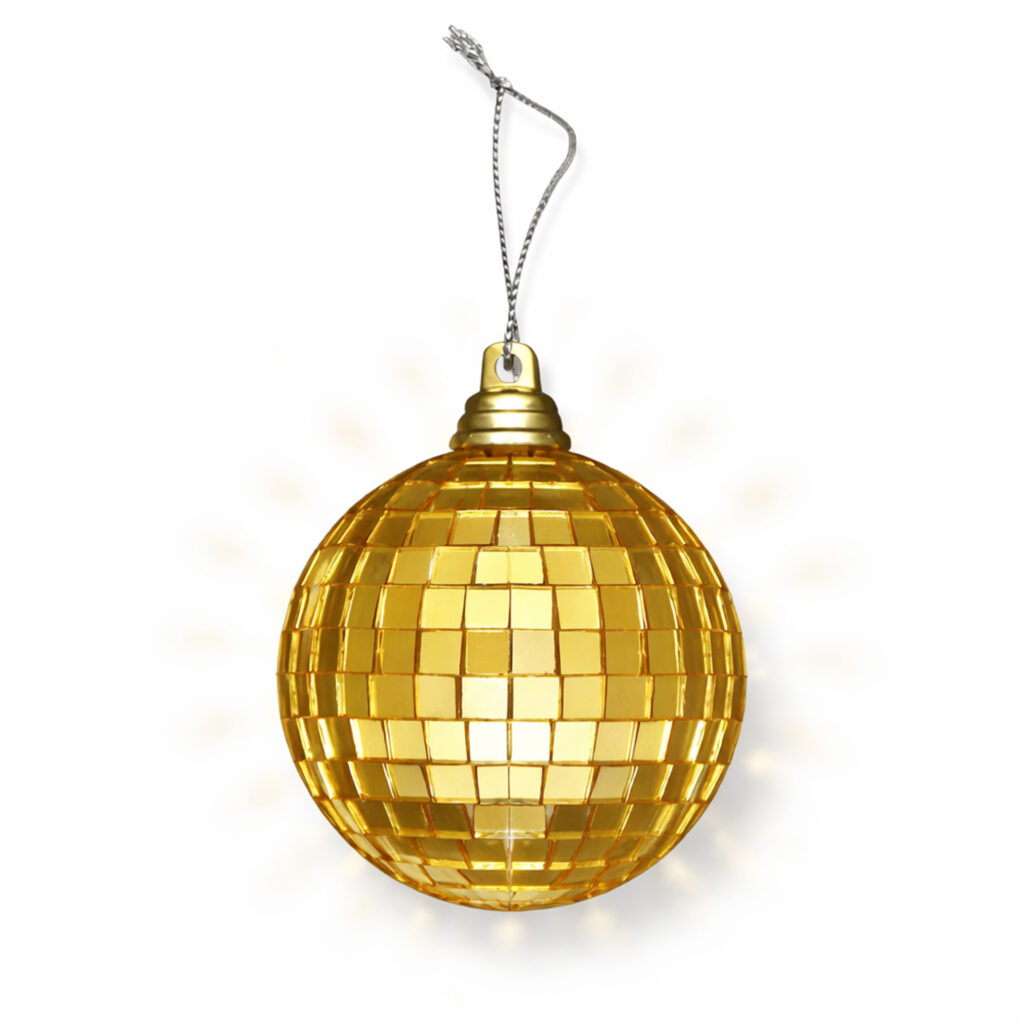 Unlit Mini Gold Mirror Disco Ball Ornaments